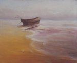 A Wooden Boat on the Beach - Oil Painting Reproduction On Canvas