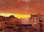 Rooftops at Sunset, Rome, Italy - Frederic Edwin Church Oil Painting