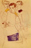 Triple Self Portrait - Egon Schiele Oil Painting