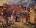 Courtyard of a Farm at Saint-Mammes - Alfred Sisley Oil Painting