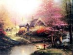 A Cottage by a Stream - Oil Painting Reproduction On Canvas