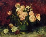 Bowl with Peonies and Roses - Vincent Van Gogh Oil Painting