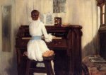 Mrs. Meigs at the Piano Organ - Oil Painting Reproduction On Canvas