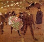 Le Goulue Dancing with Valentin-le-Desosse - Henri De Toulouse-Lautrec Oil Painting