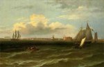 View of New York Harbor - Thomas Birch Oil Painting