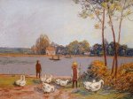 By the River Loing - Oil Painting Reproduction On Canvas