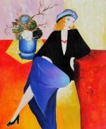 Woman With A Blue Hat - Oil Painting Reproduction On Canvas