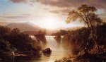 Landscape with Waterfall - Frederic Edwin Church Oil Painting