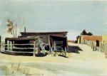 Adobes and Shed New Mexico - Edward Hopper Oil Painting