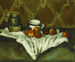 Cup and persimmon on canvas