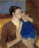 Mother's Goodnight Kiss - Mary Cassatt oil painting,