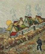 Thatched Cottages in the Sunshine: Reminiscences of the North - Vincent Van Gogh Oil Painting