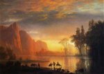 Yosemite Valley Sunset - Albert Bierstadt Oil Painting