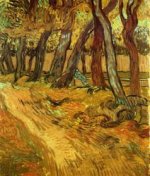 The Garden of Saint-Paul Hospital with Figure - Vincent Van Gogh Oil Painting