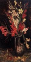 Vase with Red Gladioli - Vincent Van Gogh Oil Painting