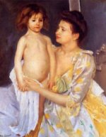 Jules Being Dried by His Mother - Mary Cassatt Oil Painting