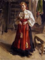 Girl in an Orsa Costume - Oil Painting Reproduction On Canvas