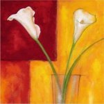 Two white flowers in a glass - Oil Painting Reproduction On Canvas