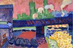 House Bridge and boats - Fauvism oil painting