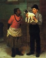 The New Puppy - John George Brown Oil Painting