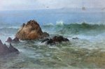 Seal Rocks off Pacific Coast, California - Albert Bierstadt Oil Painting