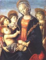 The Virgin and Child with Two Angels and the Young St John the Baptist - Sandro Botticelli oil painting