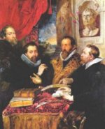 Selfportrait with brother Philipp, Justus Lipsius and another scholar - Peter Paul Rubens Oil Painting