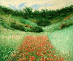Poppy Field in a Valley Near Giverny - Claude Monet Oil Painting