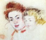 Sketch of Reine and Child - Mary Cassatt oil painting,