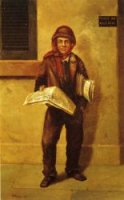 Newsboy Selling the Baltimore Sun - William Aiken Walker oil painting