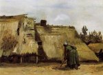 Cottage with Woman Digging - Vincent Van Gogh Oil Painting