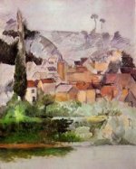 Medan: Chateau and Village - Paul Cezanne Oil Painting