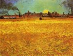 Sunset: Wheat Fields near Arles - Vincent Van Gogh Oil Painting