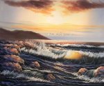 Beach at Sunset II - Oil Painting Reproduction On Canvas