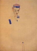 Man with Blue Headband and Hand on Cheek - Egon Schiele Oil Painting