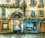 Sidewalk Shops with Gated Alley - Oil Painting Reproduction On Canvas