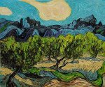 Olive Trees with the Alpilles in the Background III - Vincent Van Gogh Oil Painting