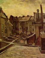 Backyards of Old Houses in Antwerp in the Snow - Vincent Van Gogh oil painting