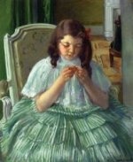 Franoise in Green, Sewing - Oil Painting Reproduction On Canvas