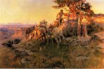 Watching for Wagons - Charles Marion Russell Oil Painting