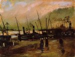 Quayside with Ships in Antwerp - Vincent Van Gogh Oil Painting