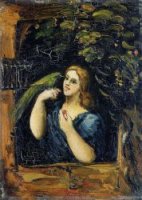 Woman with Parrot - Oil Painting Reproduction On Canvas