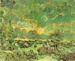 Cottages and Cypresses: Reminiscence of the North - Vincent Van Gogh Oil Painting