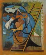 Farmers Wife on a Stepladder - Pablo Picasso Oil Painting