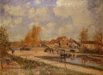 The Bourgogne Lock at Moret, Spring - Alfred Sisley Oil Painting