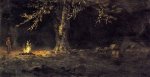 Campfire, Yosemite Valley - Albert Bierstadt Oil Painting