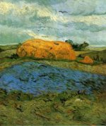 Haystacks under a Rainy Sky - Vincent Van Gogh Oil Painting