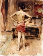 The Model: Interior with Standing Figure - John Singer Sargent Oil Painting