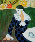 Harlequin Leaning On His Elbow - Oil Painting Reproduction On Canvas