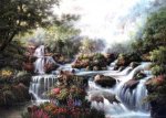 A Series of Small Waterfalls in the Jungle - Oil Painting Reproduction On Canvas